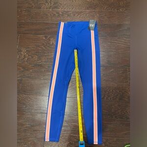 UNDER ARMOUR UA HIGH RISE FULL LENGTH LEGGING women Size Medium BLUE STRIPE NEW
